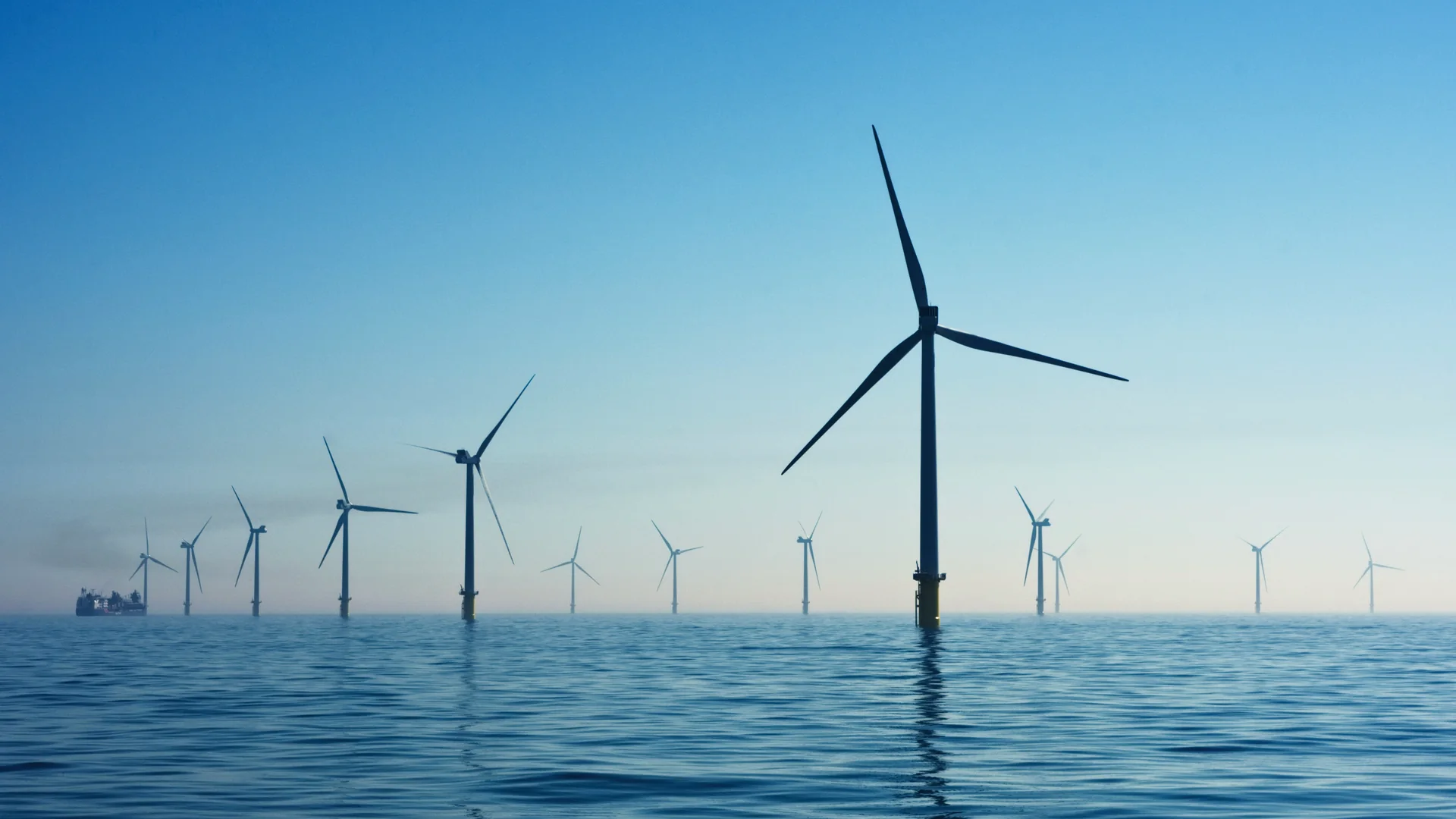 Wind turbines at Rampion Offshore Wind Farm in the United Kingdom.